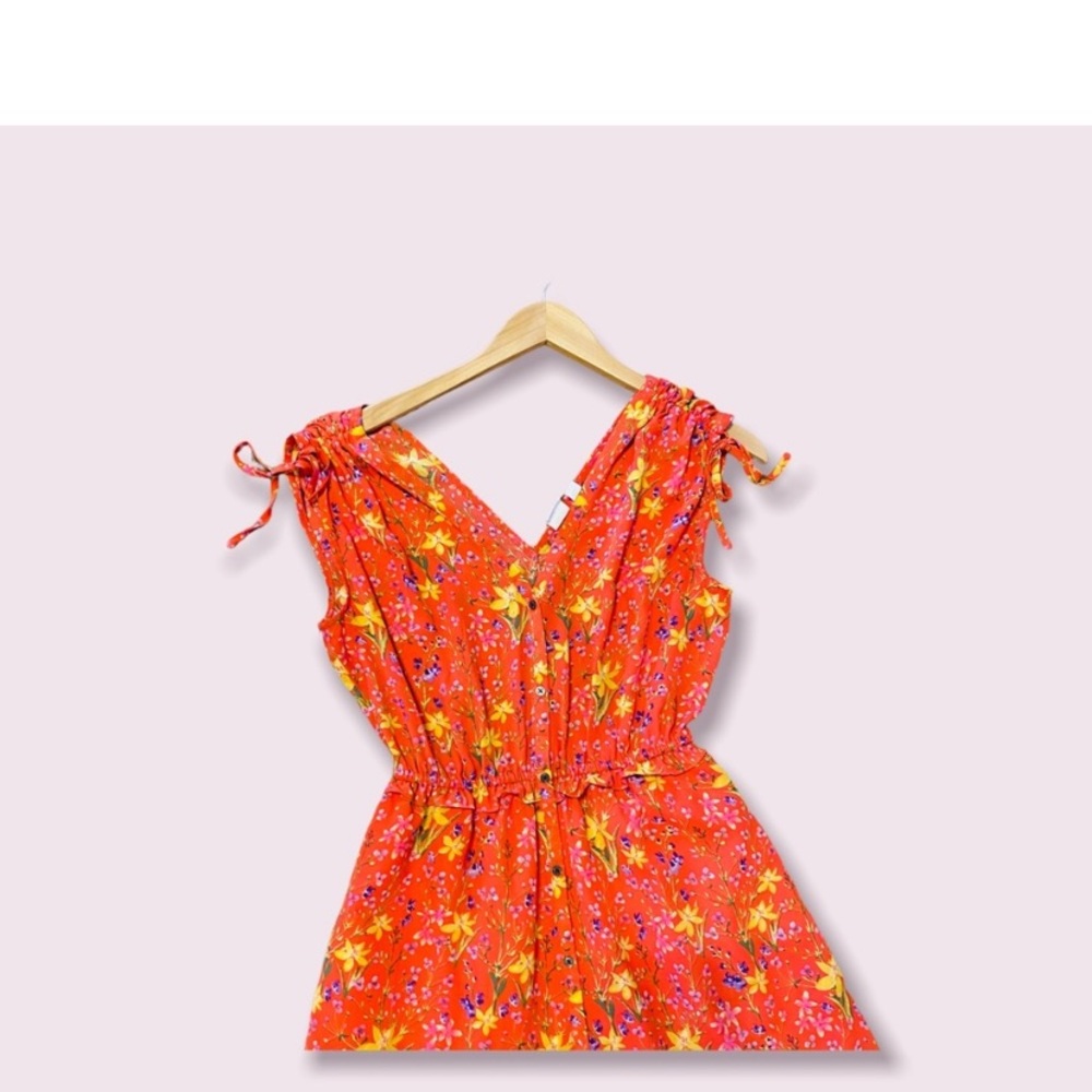 GAP Coral Floral Midi Dress with Yellow Accents - Picture 4 of 8